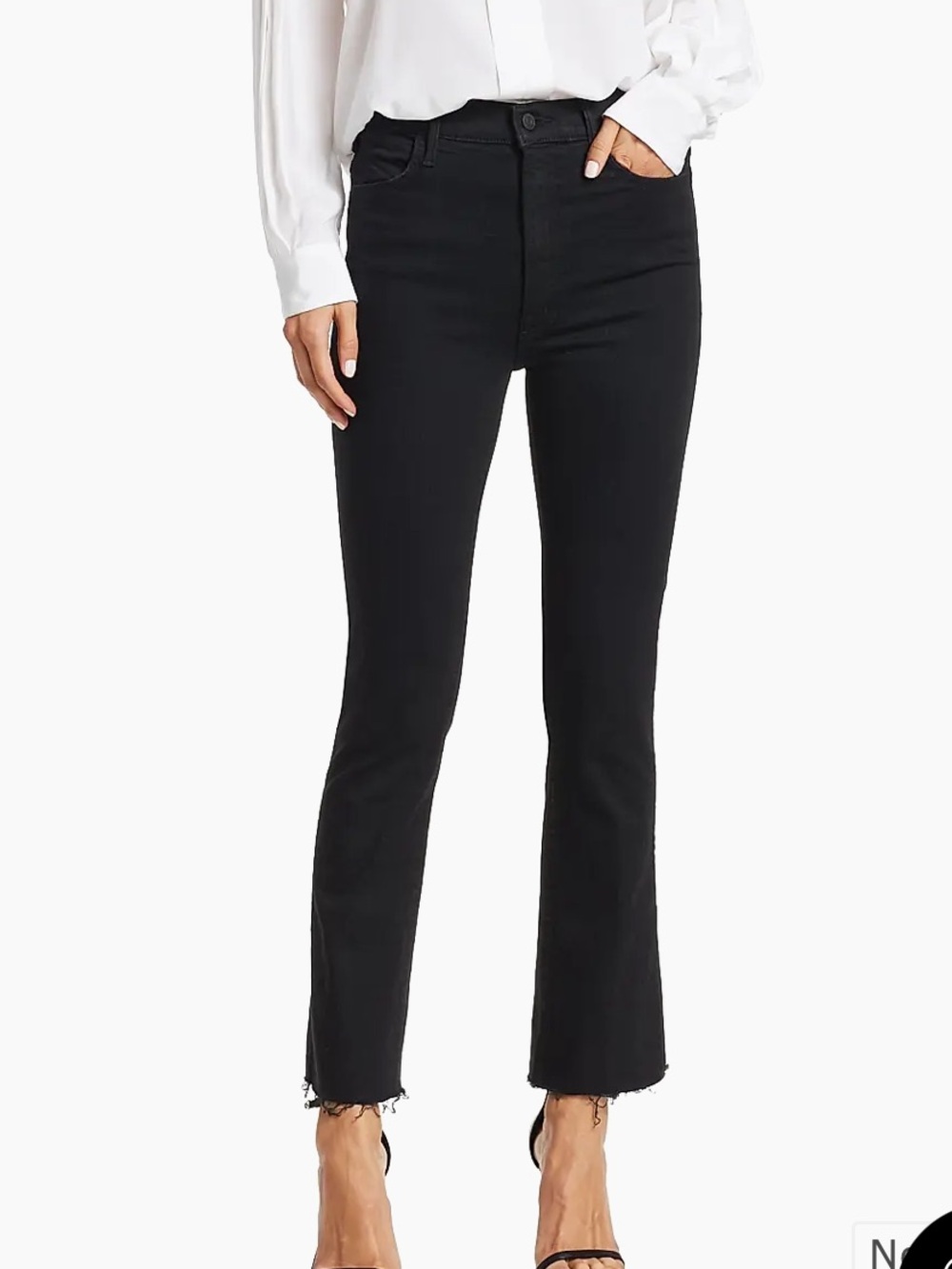 MOTHER Rascal Ankle Fray Black Jeans